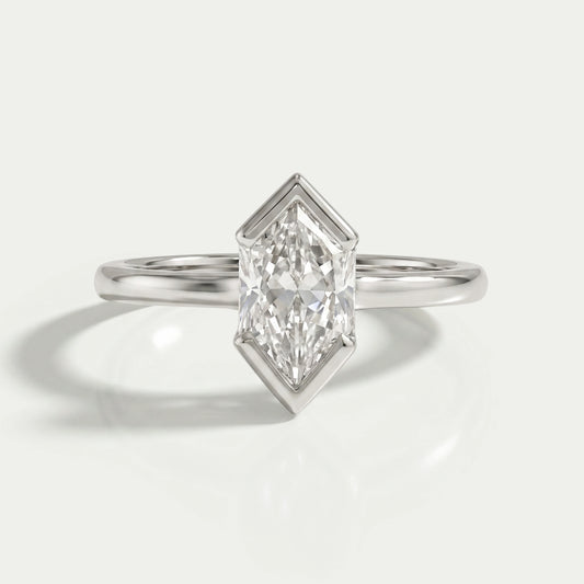 Half Bezel Dutch Marquise Diamond Solitaire Ring Ring