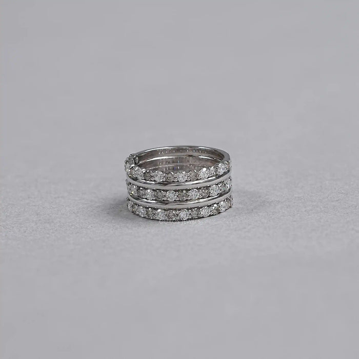 Half Eternity Round Cut Three Row Band