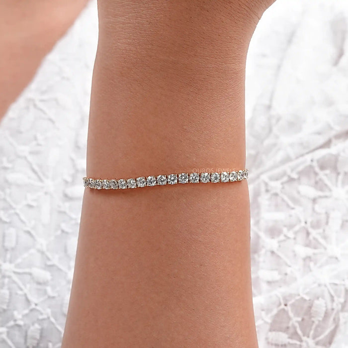 Round Cut Lab Diamond Half Tennis Bracelet