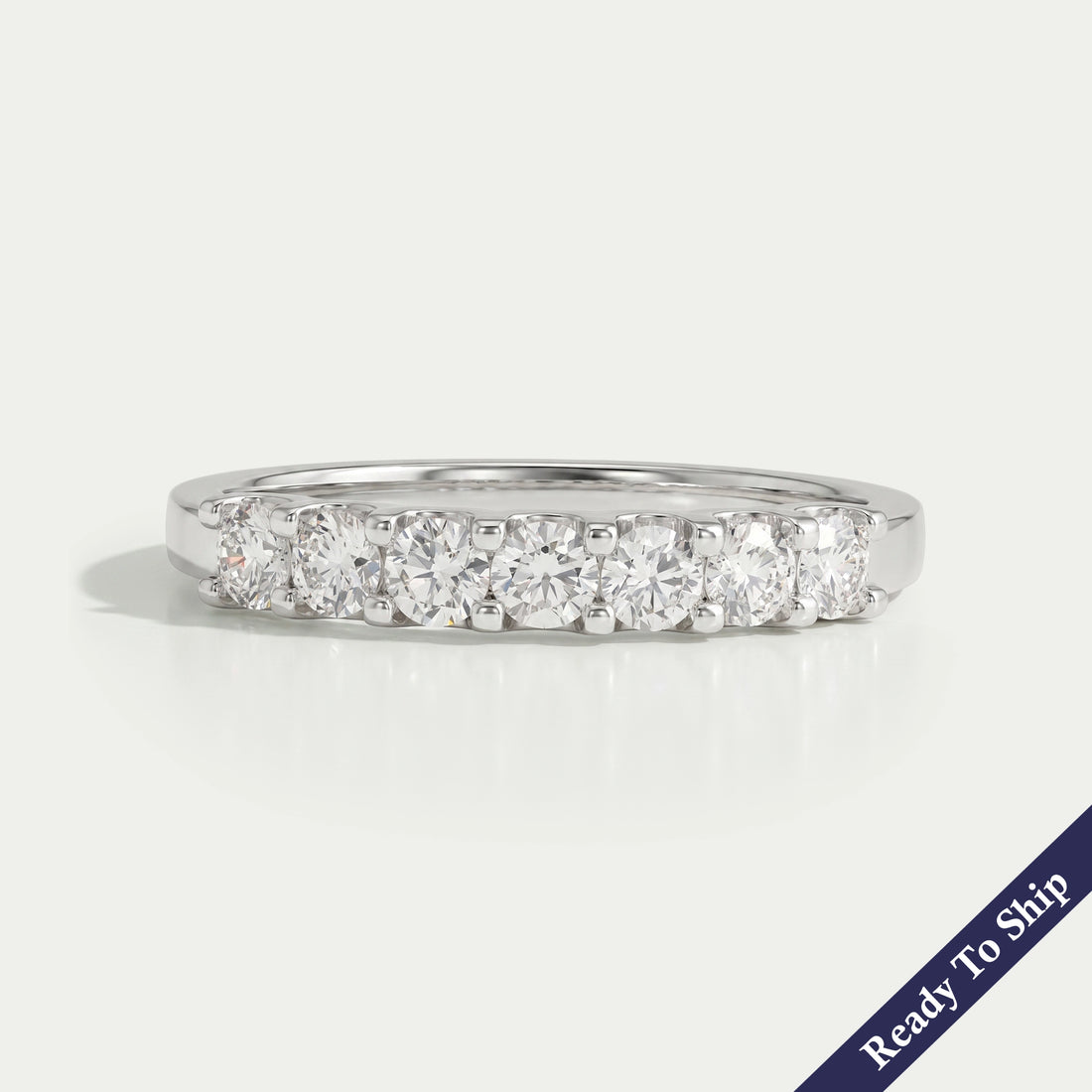 Round Cut Lab Grown Diamond Half Wedding Band