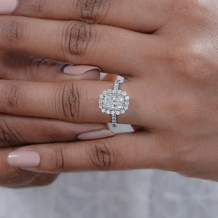 Cushion Cut Halo Lab Diamond Engagement Ring 