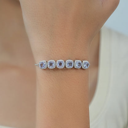 Alternating Cushion Sapphire and Diamond Link Bracelet