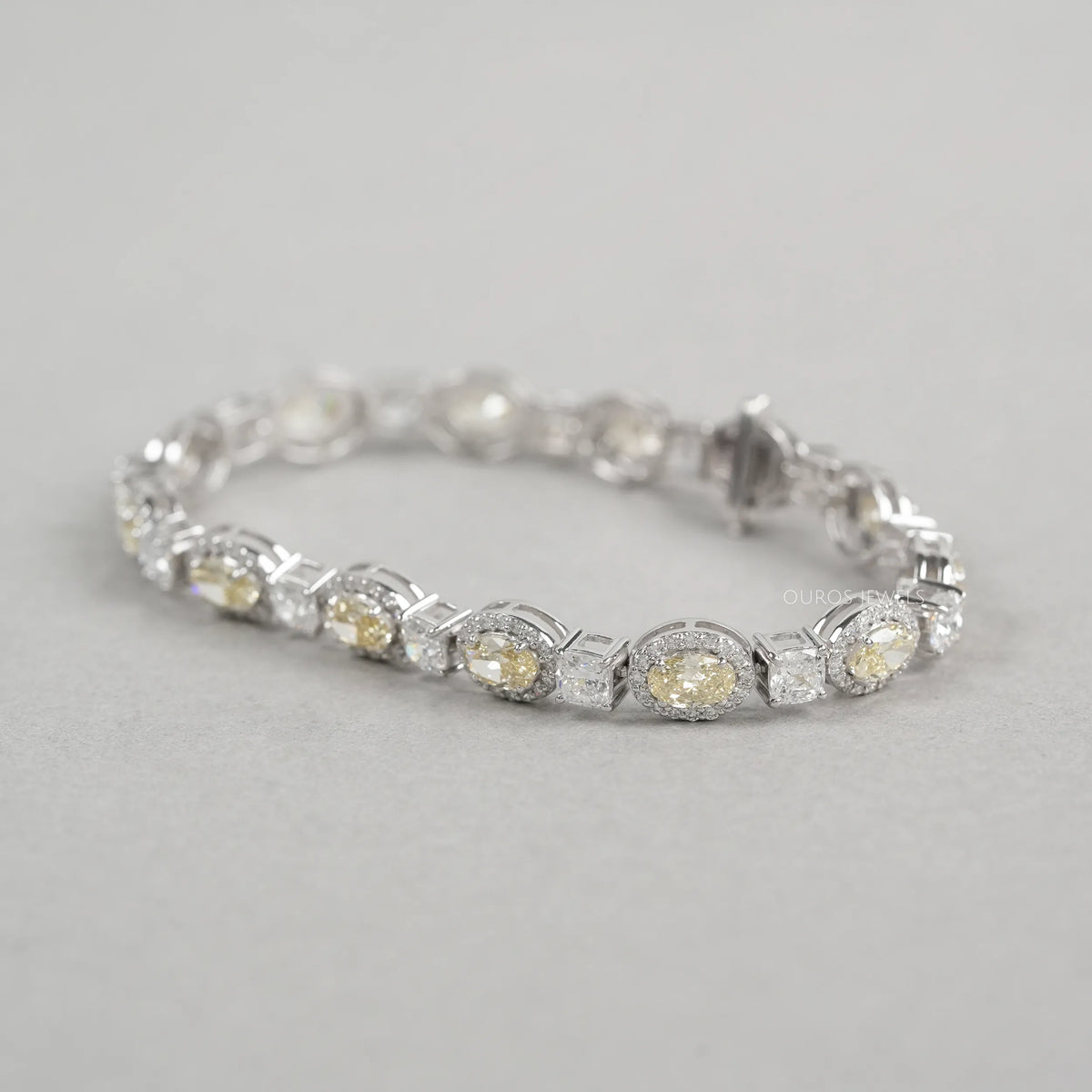 Yellow Oval Cut Halo Lab Grown Diamond Bracelet Bracelet