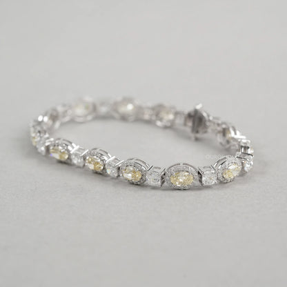Yellow Oval Cut Halo Lab Grown Diamond Bracelet Bracelet