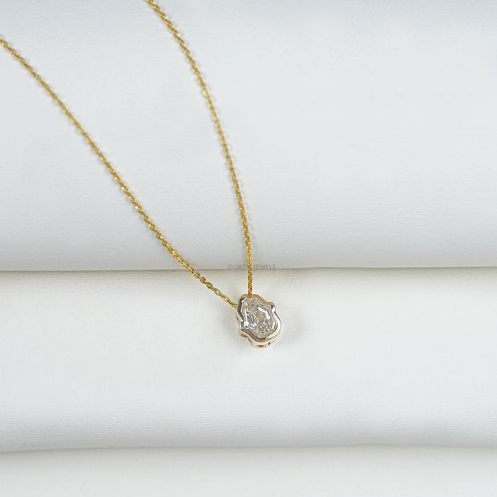 Antique Hamsa Hand Shape Lab Diamond  Solitaire Pendant