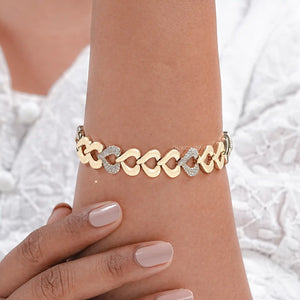 Pave Set Heart Link Bracelet