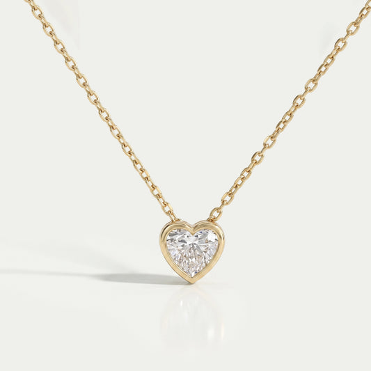 Heart Cut Lab Diamond Solitaire Bezel Pendant Necklaces