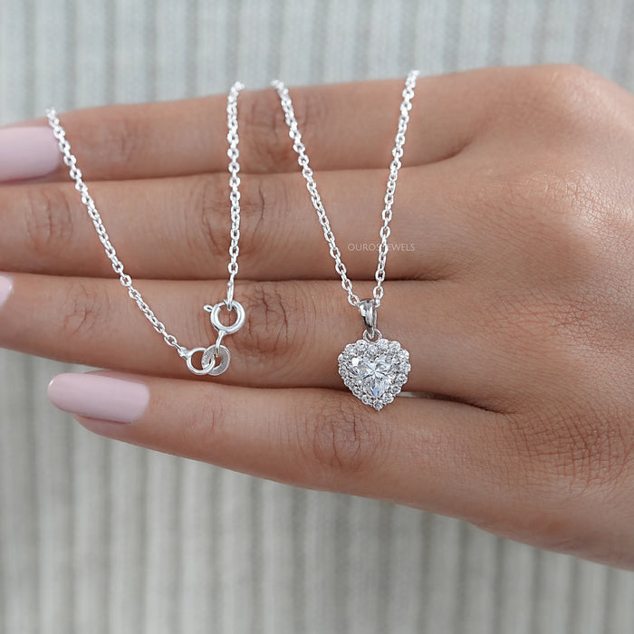 Heart Shape Lab Grown Diamond Halo Pendant