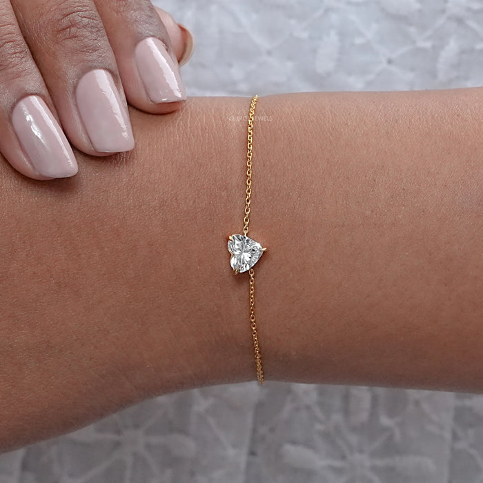 Heart Shaped Lab Diamond Solitaire Bracelet