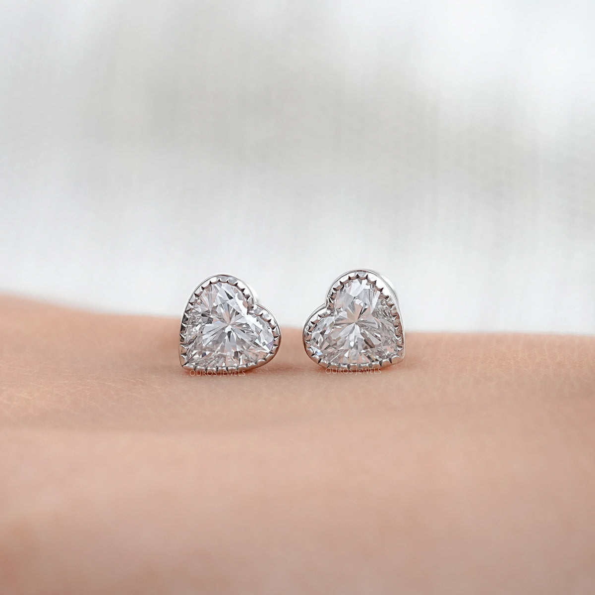 Heart Cut Lab Diamond Milgrain Set Earrings Earrings