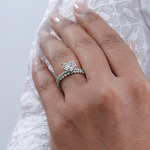 Heart Shaped Diamond Bridal Wedding Set Ring