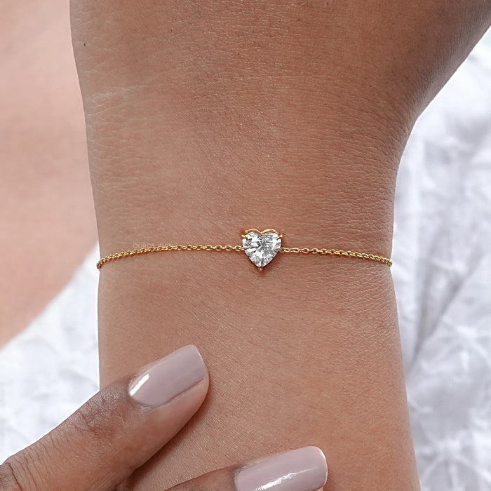 Heart Shaped Lab Diamond Solitaire Bracelet