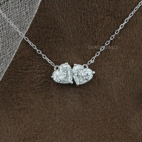 Heart Cut Lab Diamond Toi Et Moi Pendant 