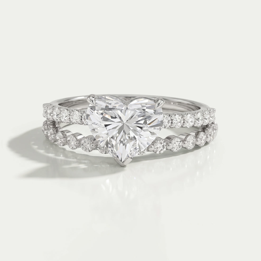 Heart Cut Solitaire Diamond Accent Bridal Ring Set Rings