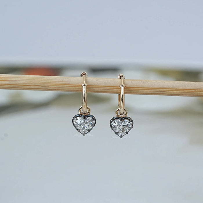 Old Mine Heart Cut Lab Diamond Dangle Earring