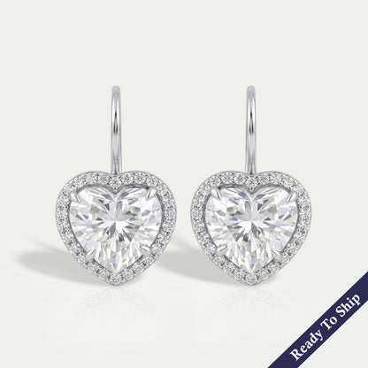 Heart Cut Lab Grown Diamond Dangle Earrings Earrings