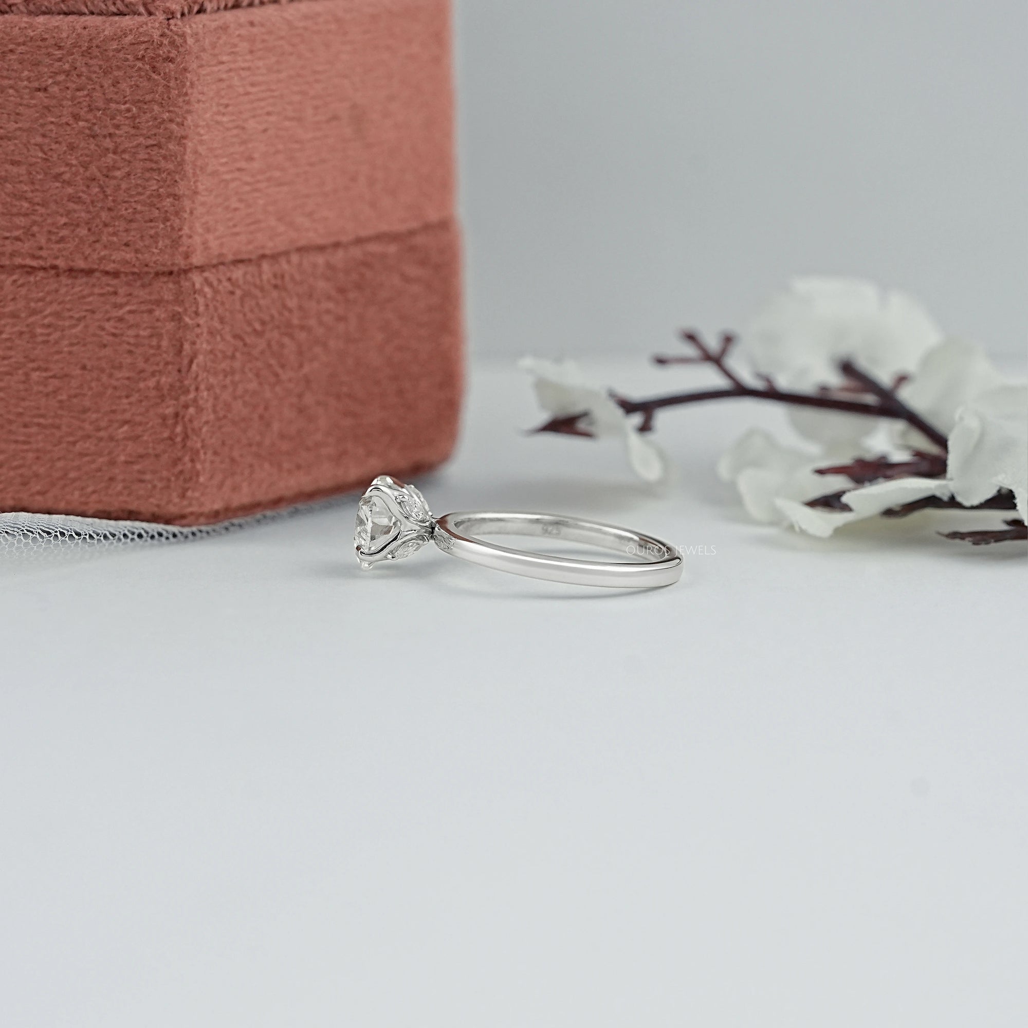 Heart Diamond Tulip Set Solitaire Ring