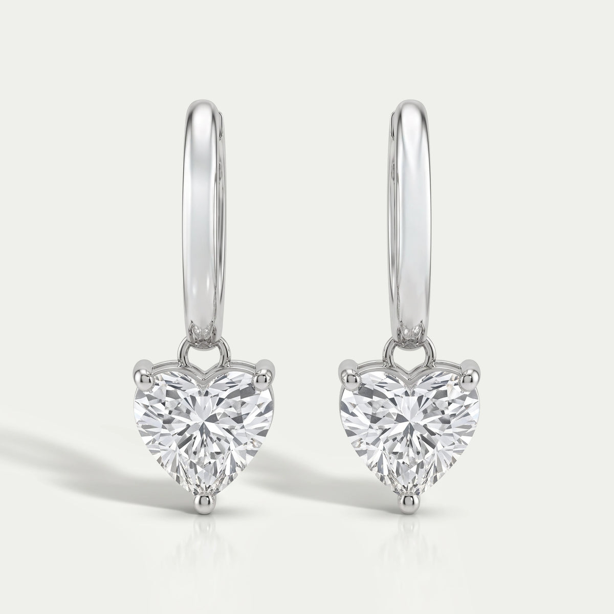 Lab Diamond Heart Cut Dangle Hoop Earrings Earrings
