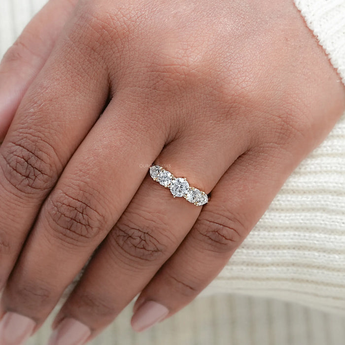Round And Heart Diamond Five Stone Engagement Ring