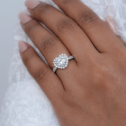 Heart Lab Diamond Halo Engagement Ring Ring