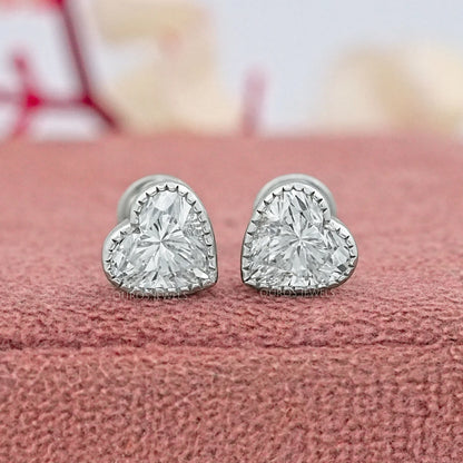 Heart Cut Lab Diamond Milgrain Set Earrings Earrings