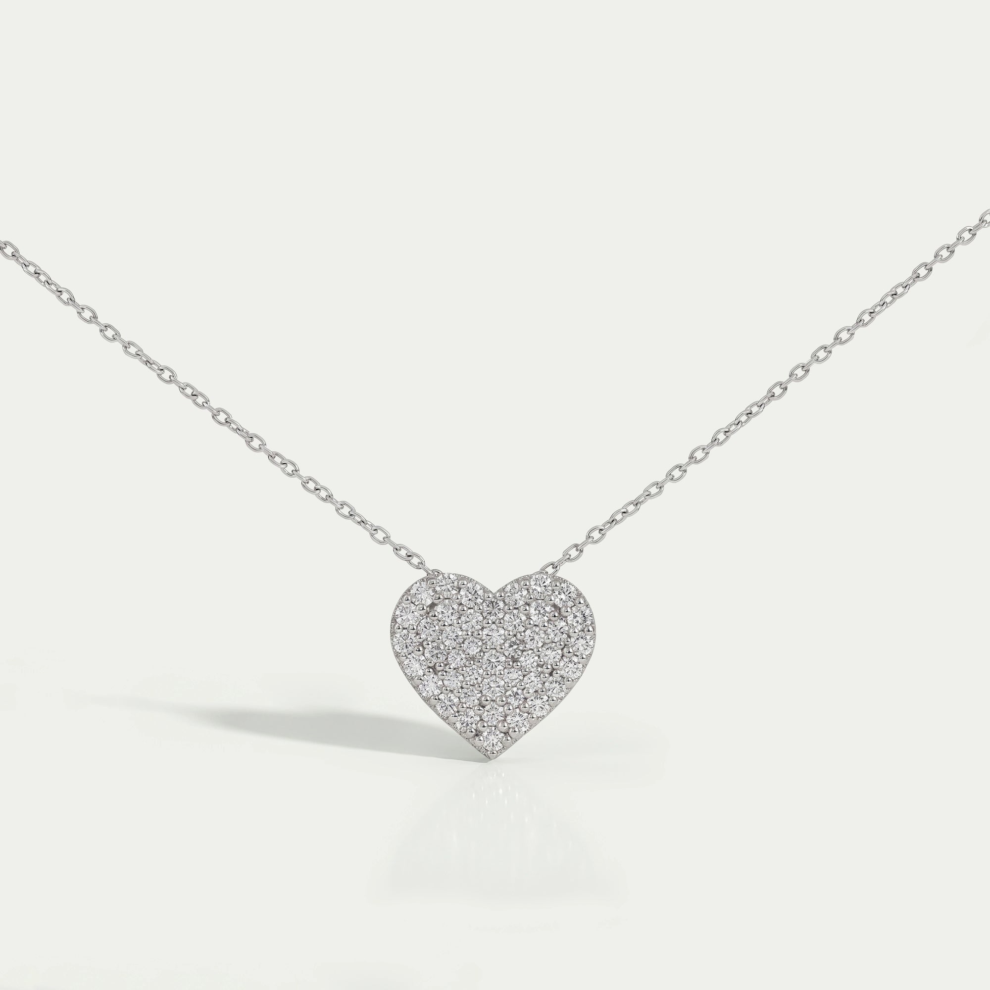 Heart Shape Round Diamond Pave Set Pendant