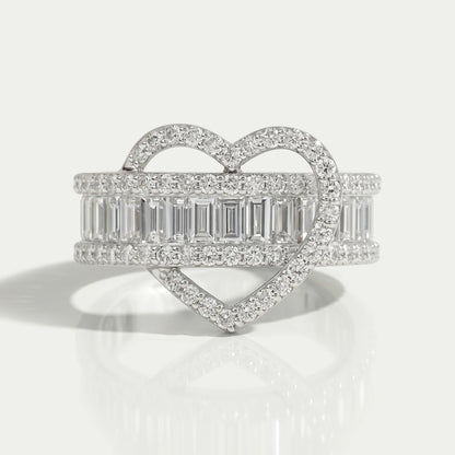 Heart Shape Baguette Half Eternity Band Ring