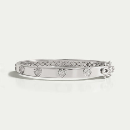 Heart Shape Round Cut Lab Grown Diamond Bangle