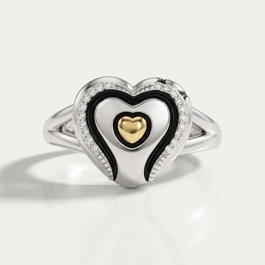 Heart Shape Round Diamond Signet Ring Ring