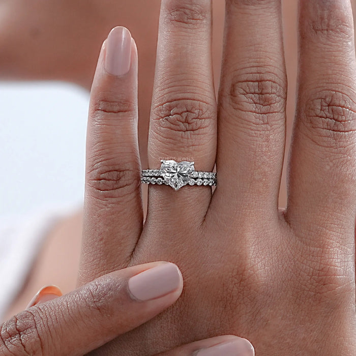 Heart Shaped Diamond Bridal Wedding Set Ring