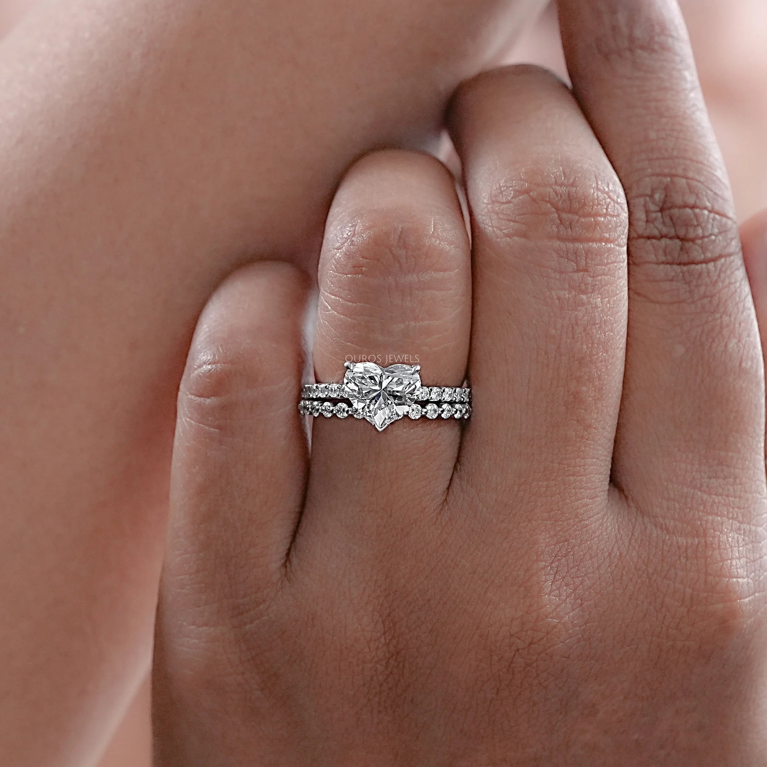 Heart Shaped Diamond Bridal Wedding Set Ring