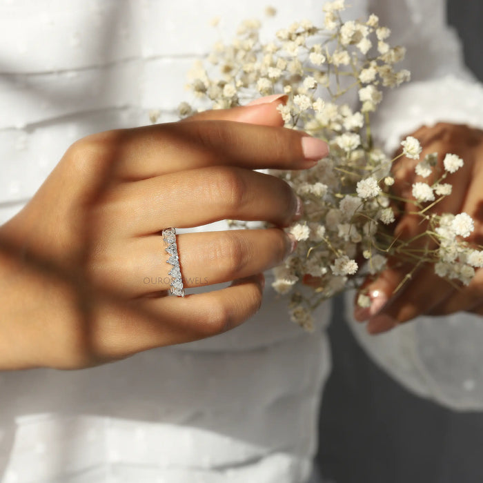 heart cut eternity wedding band 