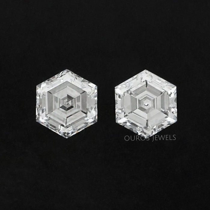 Hexagon Shaped Man Made Diamond Pair