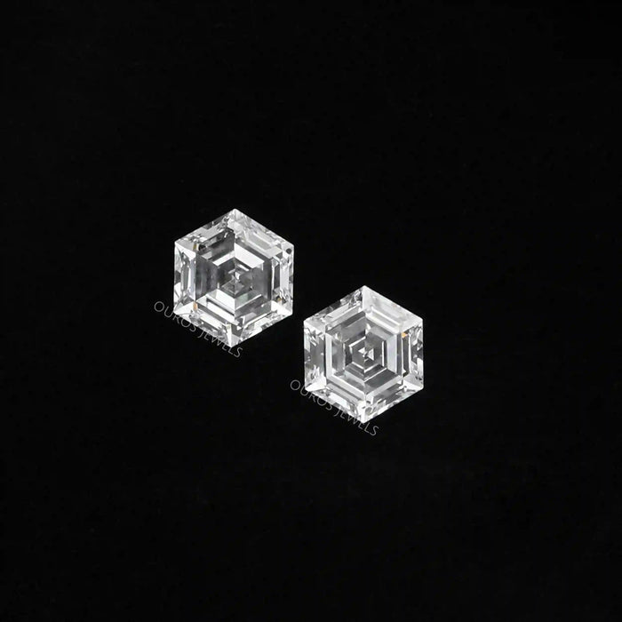 Hexagon Shaped Man Made Diamond Pair