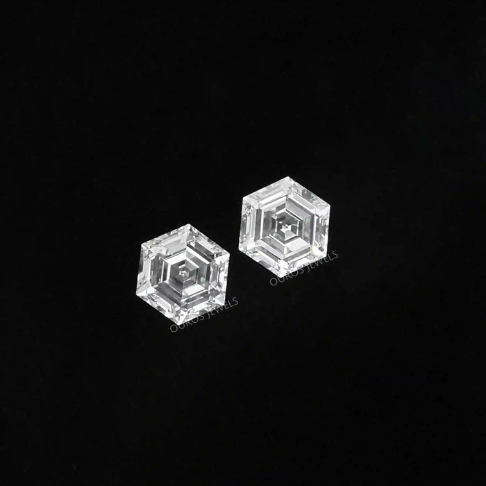 Hexagon Shaped Man Made Diamond Pair