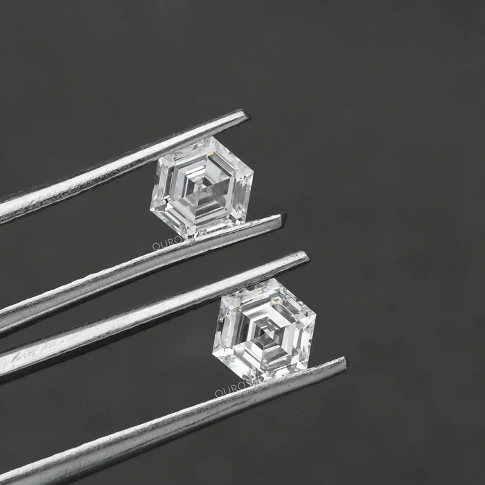 Hexagon Shaped Man Made Diamond Pair