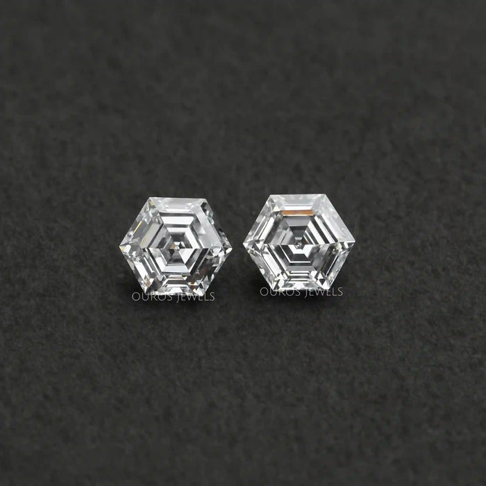 Hexagon Shaped Man Made Diamond Pair