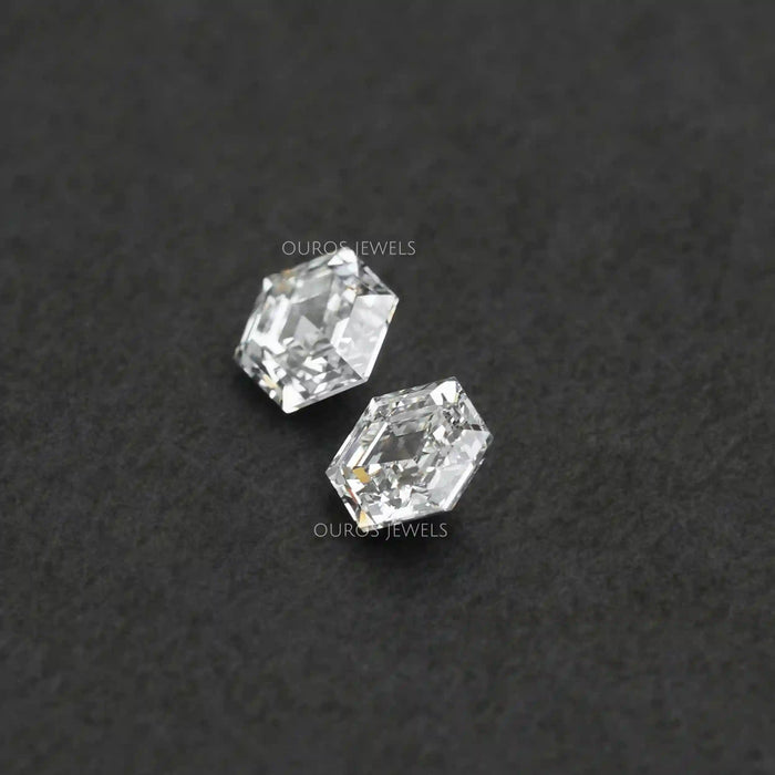 Hexagon Shaped Man Made Diamond Pair