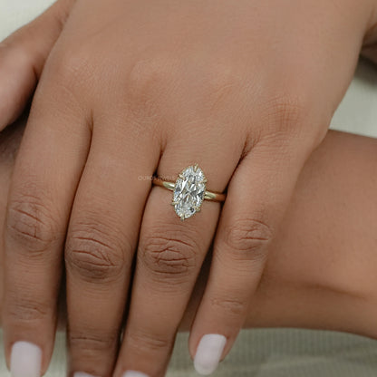 Old Mine Moval Cut Hidden Halo Engagement Ring