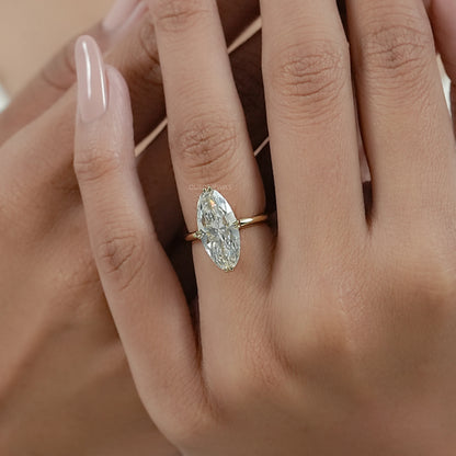 Moval Cut Lab Diamond Hidden Halo Ring Ring
