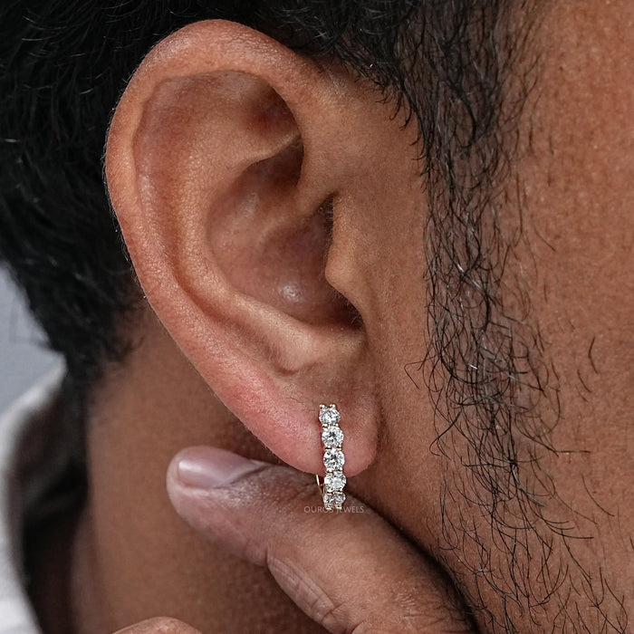 Huggie Hoop Diamond Earrings For Men