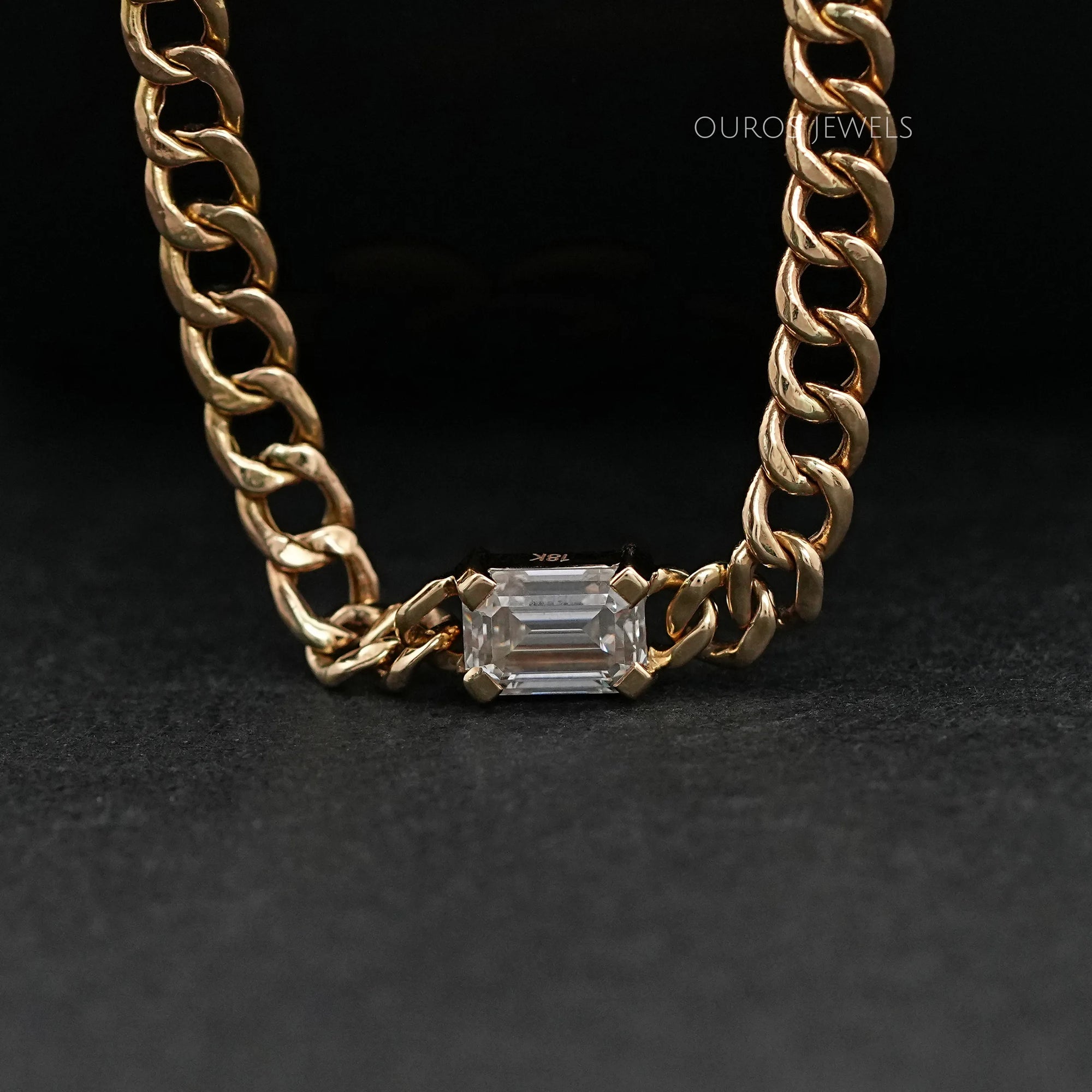 Emerald Cut Cuban Link Necklace For Men's Necklaces