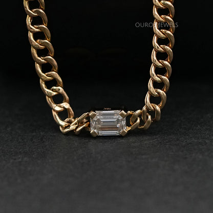 Emerald Cut Cuban Link Necklace For Men's Necklaces