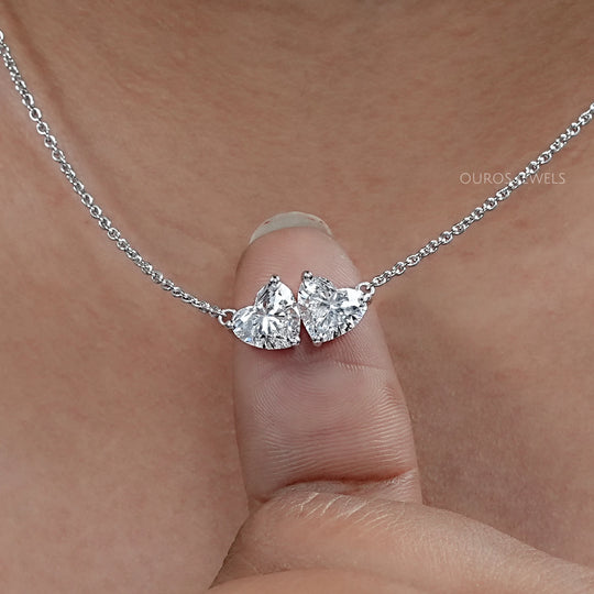 Heart Cut Lab Diamond Toi Et Moi Pendant 