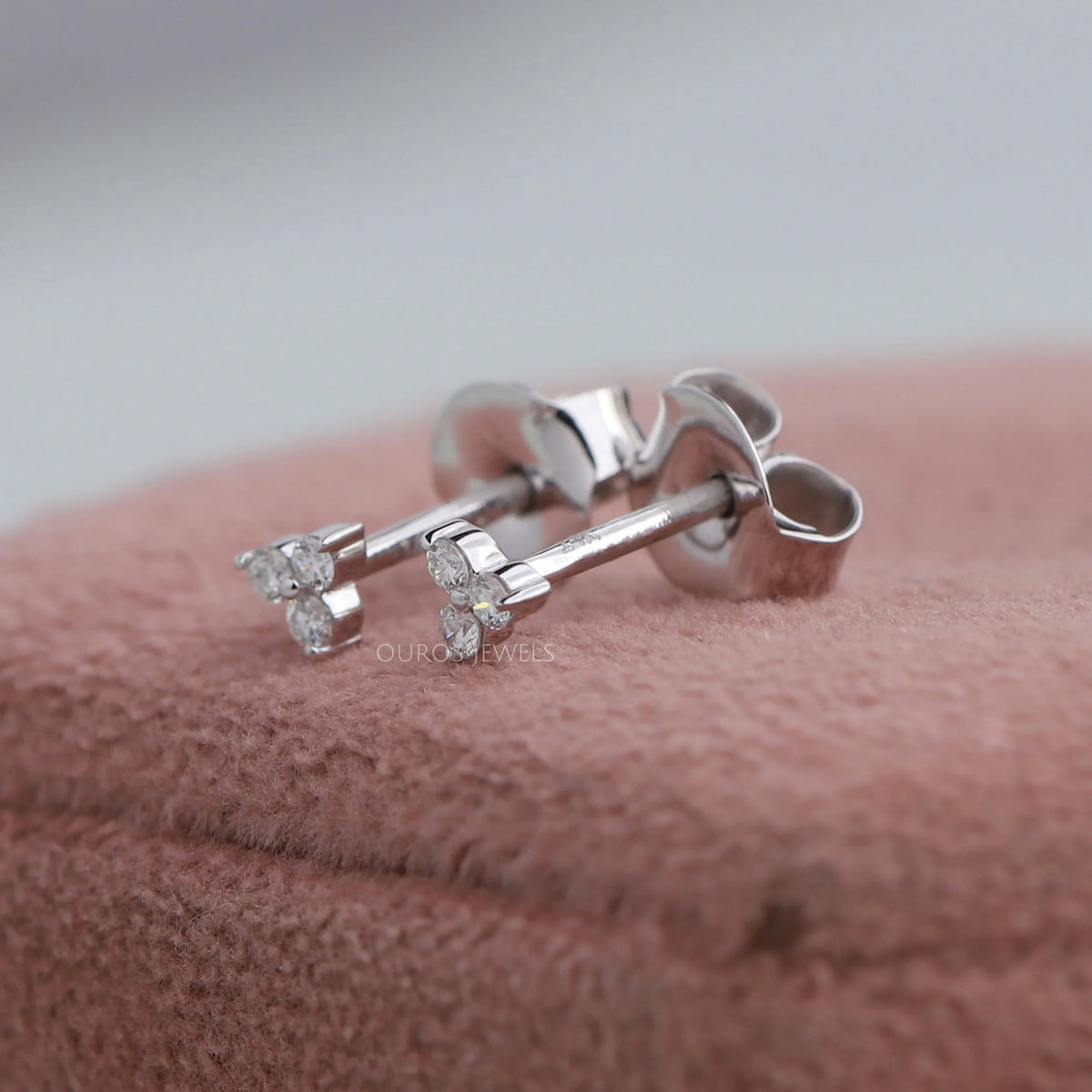 Tiny Trinity Round Lab Diamond Stud Earrings Earring