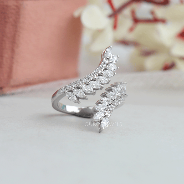 Marquise Cut Diamond Leaf Bypass Ring