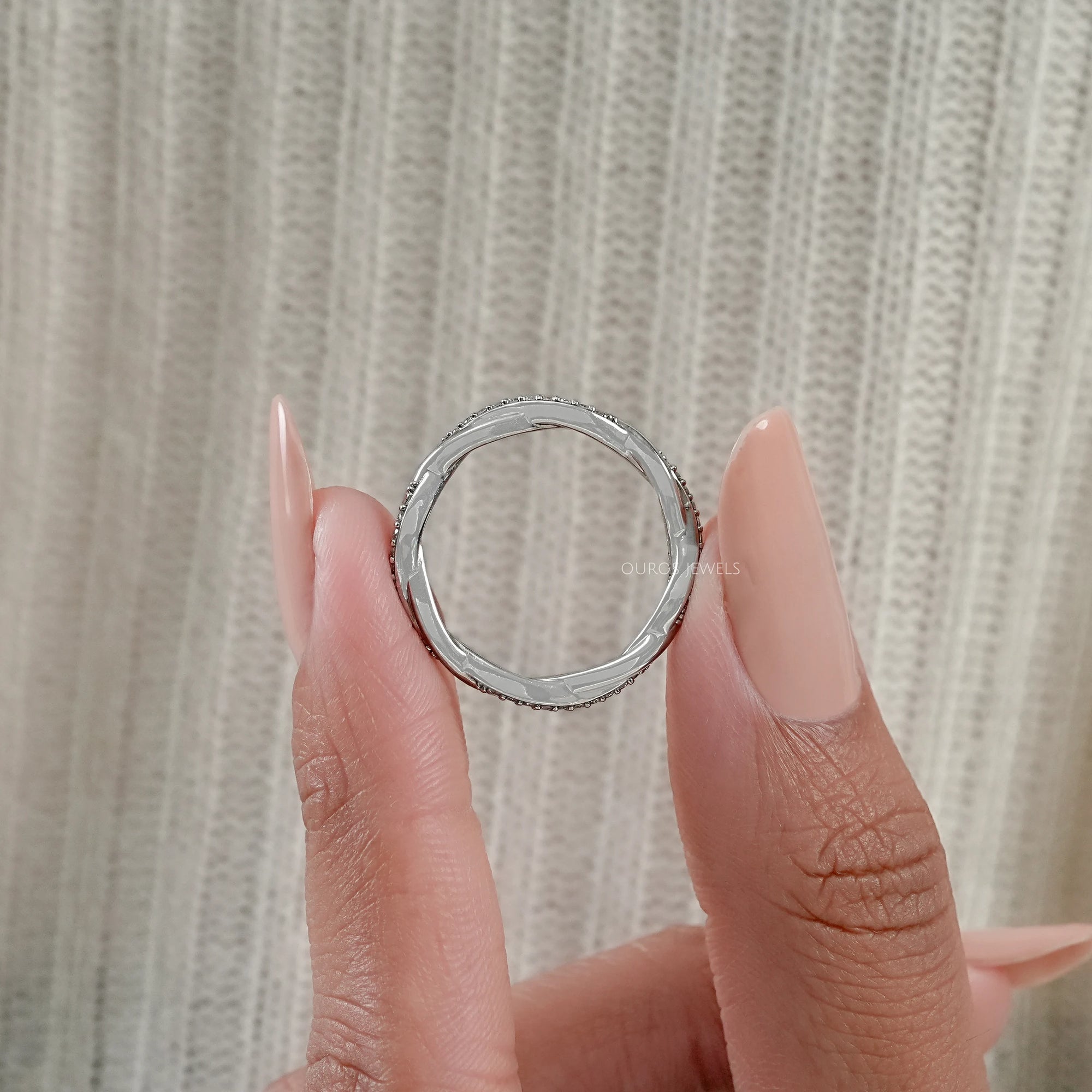 Twisted Infinity Round Diamond Eternity Band Ring