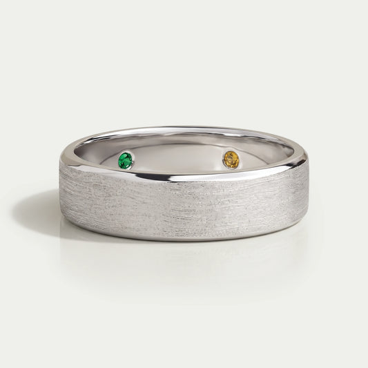 Round Gemstone Secret Wedding Band