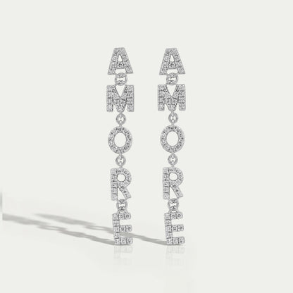 AMORE Initial Letter Round Diamond Dangle Earrings Earrings