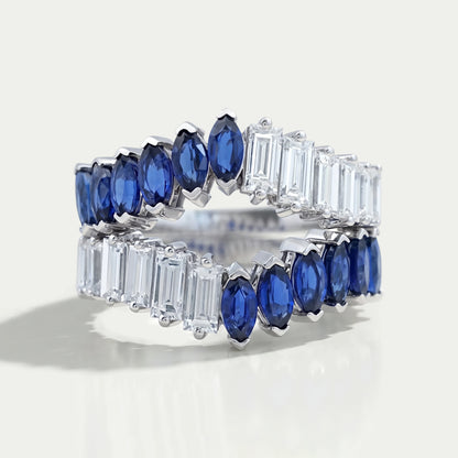 Double Row Sapphire Marquise Gemstone Enhancer Ring